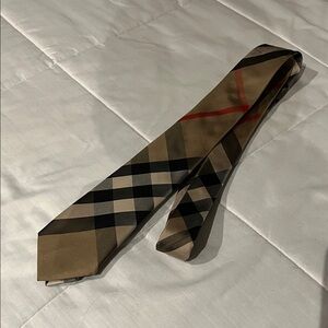 Burberry Tan and Black Checkered Tie
